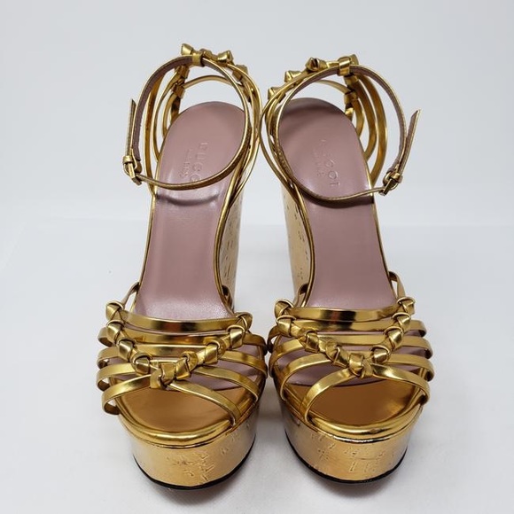 Gorgeous Gold Gucci platform wedges new - Picture 4 of 15